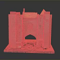 Detailed Historical Building Model With Stone Brick Archway Towers Windows And Chimney