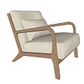 Modern Single Sofa With Wooden Frame And Beige Fabric Cushion