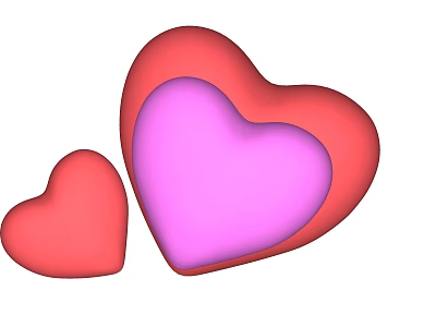 Large And Small Heart Shaped Inflatable Decorations In Red And Pink Colors 3d model