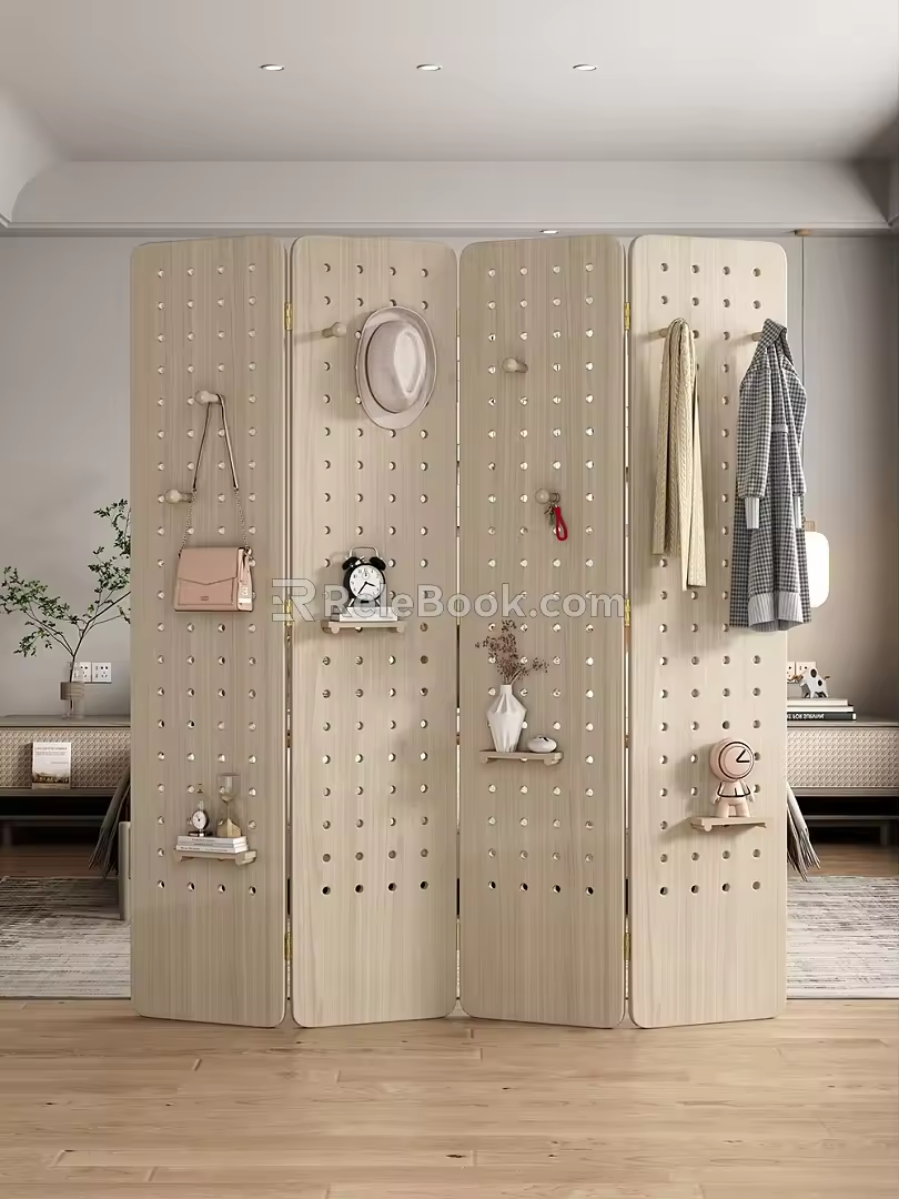 Hole board partition solid wood hole board 3d model