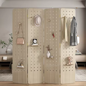Hole board partition solid wood hole board 3d model