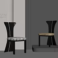 Modern Designer Dining Chairs Featuring Black Backrest Patterned And Yellow Fabric Seats 3d model