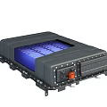 Industrial Battery Energy Storage System with Black Enclosure Blue Modules and Mounting Hardware 3d model