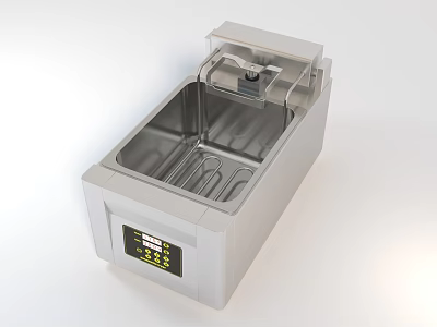 Stainless Steel Commercial Kitchen Deep Fryer With Control Panel Transparent Lid And Frying Basket 3d model