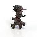Dark Mythical Dragon Sculpture With Open Mouth Sharp Claws And Detailed Design