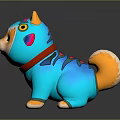 Colorful Shiba Inu Shark Costume Decorative Furniture Figurine With Blue Yellow Red Details