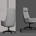 Modern Designer Office Chairs In Beige And Gray With Metal Base And Wheels