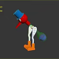 Playful Cartoon Creature With Red Head Blue Hat White Body Orange Feet Holding Blue Ball