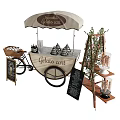 Mobile Gelato Cart with Umbrella Chalkboard Menu and Display Stand