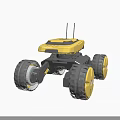 Yellow And Black Functional Vehicle With Large Wheels And Antenna For Exploration