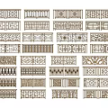 Golden Decorative Fence Designs with Multiple Openwork Patterns and Various Styles Neatly Arranged 3d model