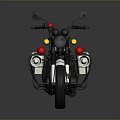 White Police Motorcycle With Red Emergency Lights Brown Leather Seat And White Side Storage Boxes