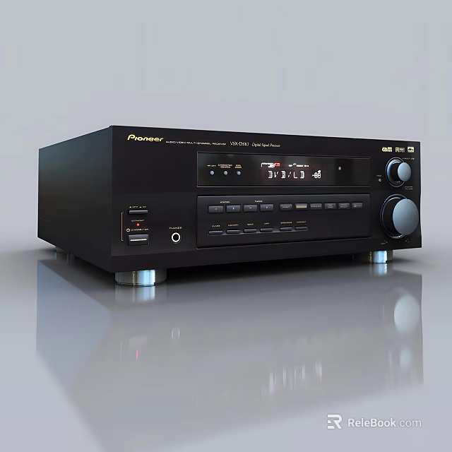 Pioneer Black Audio Amplifier With Display Control Buttons And Sleek Reflective Surface 3d model 