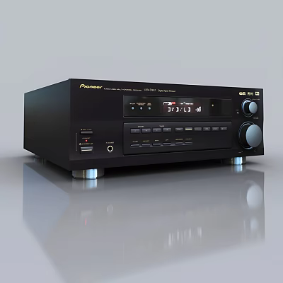 Pioneer Black Audio Amplifier With Display Control Buttons And Sleek Reflective Surface 3d model