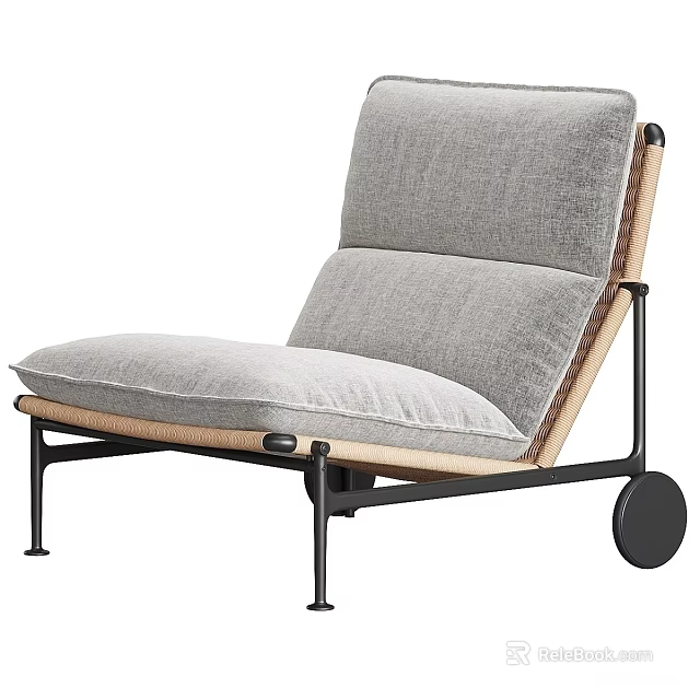 Modern Gray Fabric Single Sofa With Comfortable Cushion And Metal Frame 3d model 