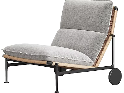 Modern Gray Fabric Single Sofa With Comfortable Cushion And Metal Frame 3d model