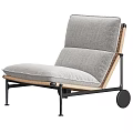 Modern Gray Fabric Single Sofa With Comfortable Cushion And Metal Frame