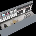 Modern Retail Store Interior With Display Shelves Large Screen And Spotlights