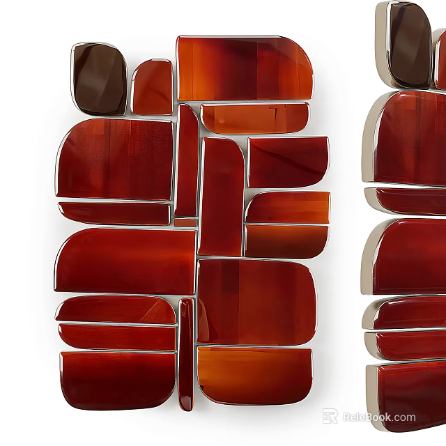 Geometric Shapes Wall Decor In Red Brown Tones 3d model 