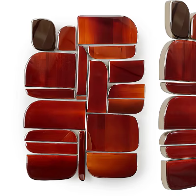Geometric Shapes Wall Decor In Red Brown Tones 3d model