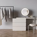Nordic Style Cream Style Dressing Table Dressing Table Bucket Cabinet Integrated Cabinet Dressing Table Makeup Stool Dressing Mirror Solid Wood Storage Cabinet Hanger 3d model