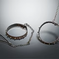 Spiked Metal Rings With Attached Chain And Leather Strap Design Elements 3d model