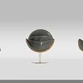 Modern Egg Shaped Leisure Chair With Wooden Frame Gray Fabric And Metal Swivel Base