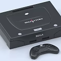 SEGA Saturn Classic Gaming Console With Black Design And Wired Controller 3d model