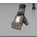 Armored Gloves With Silver Gold Accents Leather Strap And Mechanical Details