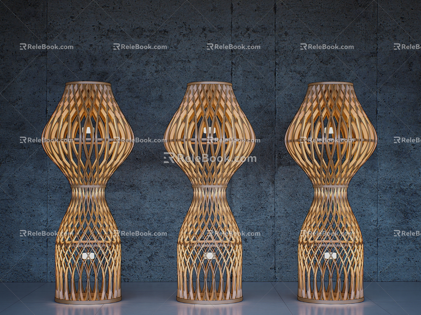 Middle Ancient Quiet Floor Lamp Southeast Asia Rattan Floor Lamp Simple Floor Lamp Southeast Asia Landscape Lamp 3d model