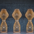 Middle Ancient Quiet Floor Lamp Southeast Asia Rattan Floor Lamp Simple Floor Lamp Southeast Asia Landscape Lamp 3d model