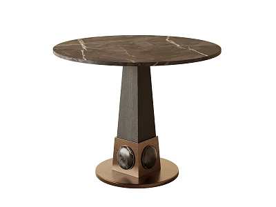 Stylish Modern Round Dining Table With Marble Top And Metal Base Design 3d model