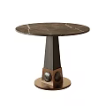Stylish Modern Round Dining Table With Marble Top And Metal Base Design