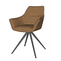 Beige Fabric Accent Chair With Armrest And Black Metal Tripod Base Modern Design