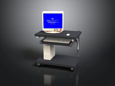 Ergonomic Computer Desk Furniture With Monitor Keyboard Tray And Mouse 3d model