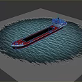 Red Cargo Ship Sailing On Blue Water With Natural Wave Patterns