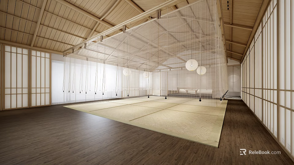 Modern Open Space Fitness Gym With Workout Equipment And Bright Lighting 3d model 