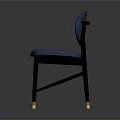 Modern Blue Upholstered Chair With Black Wooden Legs And Gold Accents