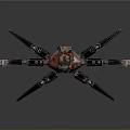 Metallic Robotic Creature With Red Textured Body And Multiple Legs Design