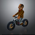 Cartoon Character Riding Off Road Motorcycle With Large Tires And Handlebars Number 11