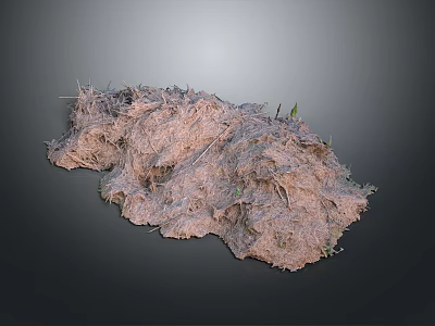 Modern Natural Scene With Rough Rock Mound Small Green Plants Natural Texture And Gray Background 3d model
