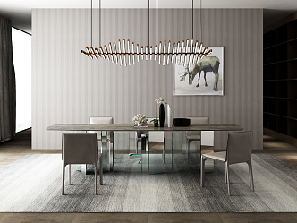 Modern Dining Table and Chair Combination Fashion Dining Table and Chair 3d model