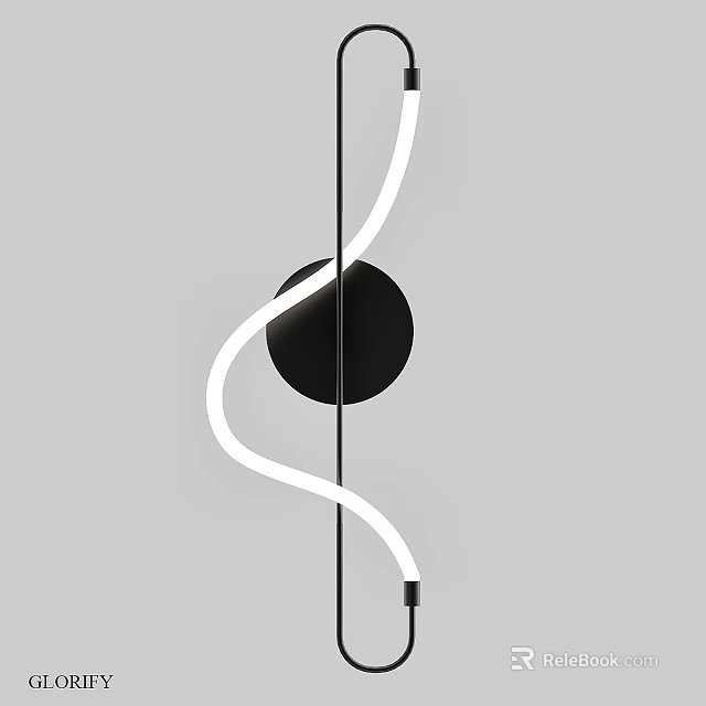 Modern Wall Lamp With Curved White Light And Black Circular Design Elements 3d model