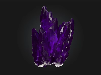 Purple Crystal Stone Cluster with Natural Wood Base Decorative Art Piece 3d model