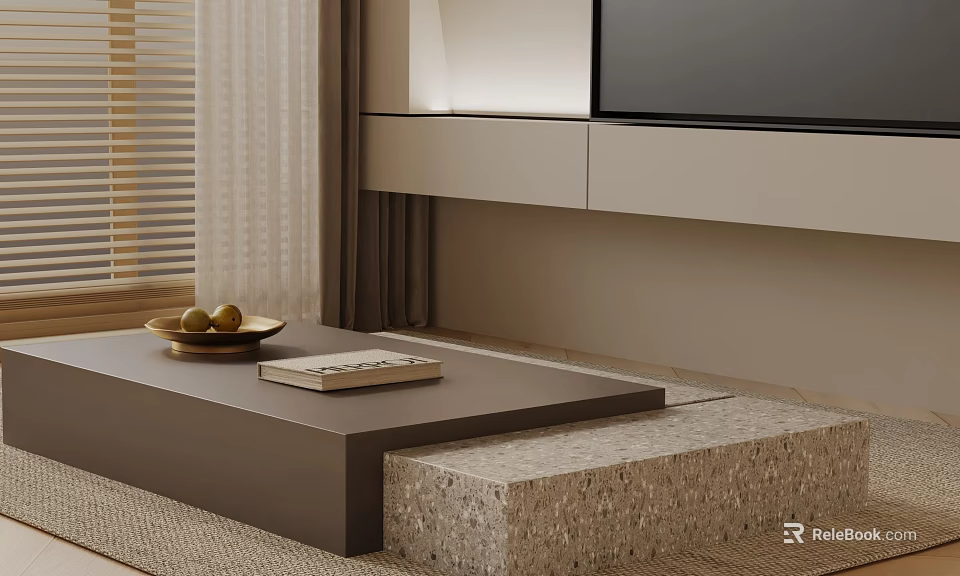 Modern Stylish Living Room With Sofa Coffee Table Set And Wooden TV Stand 3d model 