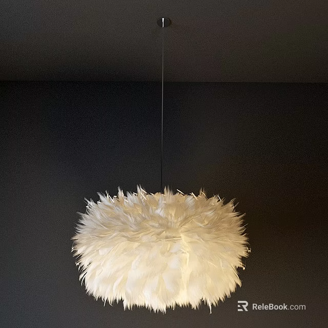 White Feather Unique Shaped Chandelier Hanging For Modern Interior Design 3d model 