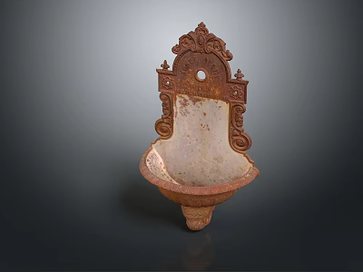 Vintage Carved Metal Basin For Washing Fresh Vegetables And Fruits 3d model