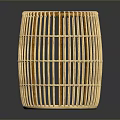 Bamboo Woven Cylindrical Stool with Grid Design and Natural Tone