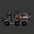 Armored Military Vehicle With Camouflage Paint BOPE Logo Roof Mounted Equipment And Large Wheels