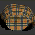 Plaid Pattern Stool with Yellow Blue Red Colors Round Top and Conical Sides